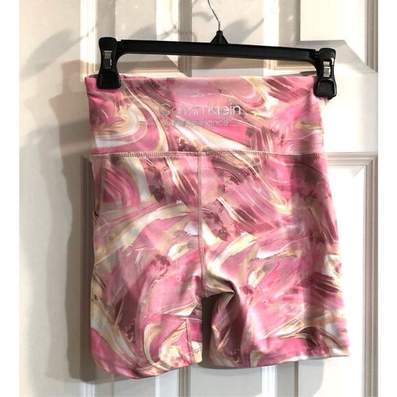 CALVIN KLEIN PERFORMANCE - L Sz XS Printed Stretch Biking Shorts. Fitted. NWT! - Picture 3 of 13